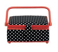 Prym Panier à Couture avec Motif à Pois/Rouge, Coton, Noir/Blanc, Petit
