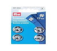 Prym Boutons pression à coudre Patch, laiton, 17 mm, 4 pièces, argent