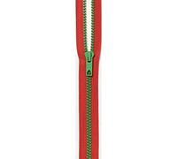 Prym S12 Rosso Zip Con Chiusura a Zip Verde Kermitt Grosso Denti a forchetta Bicolore, plastica, Multicolore, 60 cm
