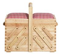 Prym - Scatola da cucito in legno chiaro naturale con parte superiore in tessuto - formato medio - 36 x 30 x 19 cm - 612547