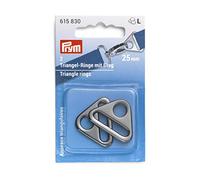 Prym Triangel-Ringe mit Steg 25 mm Gunmetal Anneaux triangulaires, Alliage de Zinc, Gris