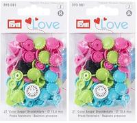 PrymLove Flower Shape Non-Sew ColorSnaps 13.6mm Snap Fasteners by Prym Love-Assorted Pack of Turquoise, Apple Green and Bright Pink (30pc), 12 x 7 x 2 cm (Lot de 2)
