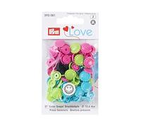 PrymLove Flower Shape Non-Sew ColorSnaps 13.6mm Snap Fasteners by Prym Love-Assorted Pack of Turquoise, Apple Green and Bright Pink (30pc), 12 x 7 x 2 cm