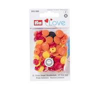 PrymLove Flower Shape Non-Sew ColorSnaps 13.6mm Snap Fasteners by Prym Love-Assorted Pack of Yellow, Orange and Red (30pc), 12 x 7 x 2 cm