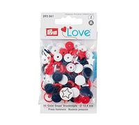 PrymLove Star Shape Non-Sew ColorSnaps 12.4mm Snap Fasteners by Prym Love-Assorted Pack of Red, White and Navy (30pc), 12 x 7 x 2 cm
