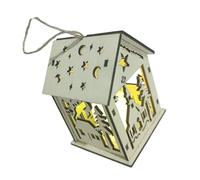 Pryntopha Cabane en bois éclairée à LED, décoration de vacances, design peint pour l'intérieur et l'extérieur, décorations de Noël colorées en bois pour la maison