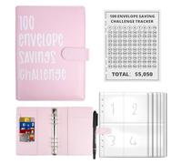 PRZRAO 100 Jours Défi D'économie D'argent avec Enveloppe Transparente Économisez Facilement 5, 050 € Livret D'épargne Rose Planificateur de Budget pour Couples Bureaux Maison L'école