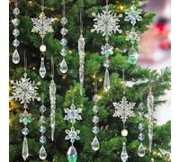 PRZRAO 18 Pièces Acrylique Decoration Sapin Noel Flocon de Neige Stalactites Noel Décoration Noel Sapin Décoration d'hiver DIY Decoration Sapin de Noel pour Fête de Noël