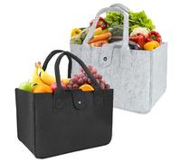 PRZRAO 2 Pièces Sac en Feutre 39 x 26 x 20 CM Grand Capacité Pliable Sac à Bûches en Feutre à Provisions avec Poignée Panier