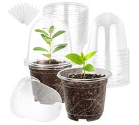 30Pièces Pots de Pépinière Transparents avec Dôme d'Humidité, 10cm Pot de Fleurs en Plastique Pots de Démarrage de Semis, avec Couvercle Transparent et 10 étiquettes de Plantes en Plastique