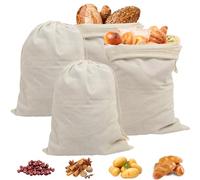 PRZRAO 4 Pièces Sac à Pain en Lin, 30 x 40 cm Sacs Reutilisable Pain, Sac a Pain Tissu avec Cordon de Serrage Sac de Rangement pour Pain, Fruits, Légumes
