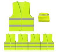PRZRAO 5 Pcs Gilet de Sécurité, Jaune Gilet de Sécurité Réfléchissant, Gilet Fluorescent de Sécurité, Gilet de sécurité Haute visibilité pour aux Secours Routiers de Nuit