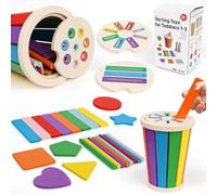 PRZRAO Jouets Montessori pour Enfants, Jeu de Tri Couleur, Jouets en Bois à Trier Les Couleurs et Les Formes, Apprendre Couleurs et Formes pour l'apprentissage éducatif et Le Jeu Sensoriel