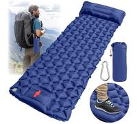 PRZRAO Matelas Randonnée Ultra Léger Matelas Autogonflant avec Mousqueton Imperméable Matelas Camping avec Pompe à Pied pour La Randonnée Le Camping Les Activités de Plein Air(Bleu)