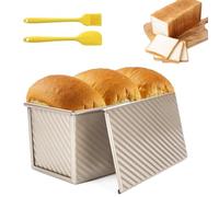 PRZRAO Moule Pain de Mie 450 g Moule a Brioche 21 x 12 x 11, 5 cm Moule à Pain Grillé en Or Moule à Pain de Mie Antiadhésif Idéal pour Cuisson Grillades