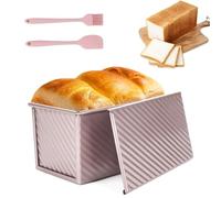 PRZRAO Moule Pain de Mie 450 g Moule a Brioche 21 x 12 x 11, 5 cm Moule à Pain Grillé en or Rose Moule à Pain de Mie Antiadhésif Idéal pour Cuisson, Grillades