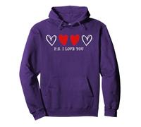 PS I Love You Day Saint Valentin Cœur Violet Femme Enfant Homme Sweat à Capuche