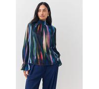 PS Paul Smith PS Paul Smith Black Blur Print Shifron High Neck Blouse
