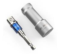 PS PRO Jeu de douilles à choc 17 mm en alliage d'acier allié avec adaptateur de douille pour une utilisation rapide et efficace (chromé, 17 mm)