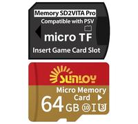 PS Vita Carte mémoire SD2Vita 6.0 avec carte micro SD 64 Go, carte mémoire flash microSDXC UHS-I haute vitesse avec adaptateur de carte SD PSVita pour système PSV 1000/2000 PSTV FW 3.60 HENkaku Enso
