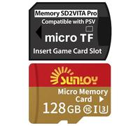 PS Vita Carte mémoire SD2Vita 6.0 avec carte micro SD de 128 Go, jusqu'à 140 Mo/s Carte mémoire flash Micro SDXC UHS-I avec adaptateur de carte SD PSVita pour système PSV 1000/2000 PSTV FW 3.60