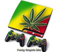 PS3 Lot de 2 autocollants design slim pour console 2 contrôleurs by Funky (marijuana)