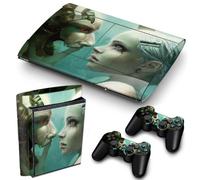 PS3 Super Slim Playstation Skin PVC pour console + 2 manettes/pads autocollant effet cuir
