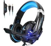 PS4 Casque Gaming de Jeu avec micro avec lumière LED et Micro anti-bruit pour PS4, Xbox One, PC, Nintendo Switch - Bleu