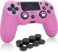 Ps4 Controller Skin Rose,Anti-Slip Grip Housse De Protection En Silicone Compatible Pour Ps4/Slim/Pro Manette De Jeu Sans Fil/Filaire Avec 8 X Fps Pro Thumb Grip Caps + 2 Cat Paw Caps.