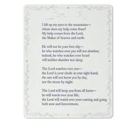 Psalm 121 Scripture Metal Sign Mountains Wall 12x8 Inch | Uplifting faith reference art. Lightweight aluminum decor ideal for bedroom or quiet corner.