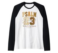 Psalm 23 The Lord is My Shepherd Stitched Vintage Christian Manche Raglan