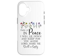 Psalm 4:8 I Will Lie Down and Sleep in Peace God Bible Verse Coque pour iPhone 16