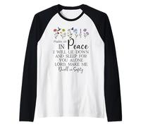 Psalm 4:8 I Will Lie Down and Sleep in Peace God Bible Verse Manche Raglan