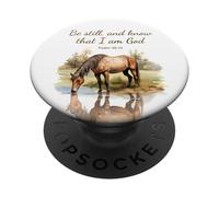 Psalm 46:10 Be Still, and Know That I am God, Girls Horse PopSockets PopGrip Adhésif