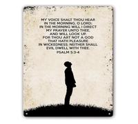 Psalm Five Three Four Inspirational Metal Sign Wall-Art 12x8 Inch