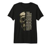 Psalms 23:4 Though I Walk Through The Valley Christian Verse T-Shirt Haut de Gamme
