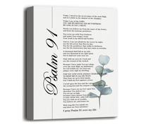Psalms 91 Canvas Wall Art Inspirational Bible Verse Scripture Print Spiritual Wall Decor for Home Church Baptism Gift(Framed,12x18inch(30x45cm))