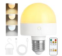 Psatfito Ampoule rechargeable avec minuterie et télécommande, ampoules à piles à intensité variable avec base magnétique