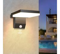 Psatfito G Applique Murale Extérieure 24w Avec Détecteur de Mouvement, Éclairage Mural Extérieur 2250 Lm 3000k, Éclairage Mural Moderne Étanche Ip66 pour Maison, Porche, Garage, Lot de 1, Noir