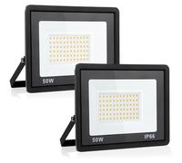 Psatfito G Projecteur LED 50w, 5400 Lm Projecteur LED Extérieur, Étanchéité Ip66 Lumière Blanche Chaude 3000k, Éclairage de Sécurité Extérieur pour Entrepôt, Garage, Arrière-Cour, Lot de 2