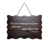Psaum 103:8 Panneau rustique en bois à suspendre avec citation « The Lord Is Compassionate And Gracious, Slow to Anger, Abounding in Love », décoration murale en bois pour salon, chambre à coucher