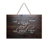 Psaum 104:33 Plaque murale imprimée en bois rustique avec citations « I Will Sing to The Lord As Long As I Live » 15,2 x 25,4 cm