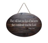Psaum 112:7 They Will Have No Fear of Bad News They Confidently Trust The Lord Panneau en bois rustique Décoration murale en bois avec citations 15,2 x 25,4 cm