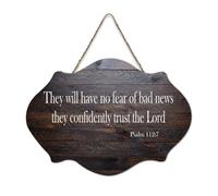 Psaum 112:7 They Will Have No Fear of Bad News They Confidently Trust The Lord Panneau en bois rustique Décoration murale en bois avec citations 15,2 x 25,4 cm