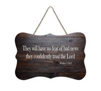 Psaum 112:7 They Will Have No Fear of Bad News They Confidently Trust The Lord Panneau en bois rustique Décoration murale en bois avec citations 15,2 x 25,4 cm