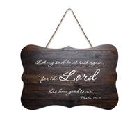 Psaum 116:7 Let My Soul Be At Rest Again, for The Lord Has Been Good to Me Panneau en bois 15,2 x 25,4 cm Décoration murale à suspendre pour porte d'entrée, salon, cuisine