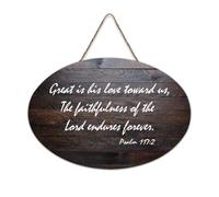 Psaum 117:2 for Great Is His Love Toward Us And The Faithfulness of The Lord Endures Forever Panneau en bois rustique à suspendre Décoration murale 15,2 x 25,4 cm