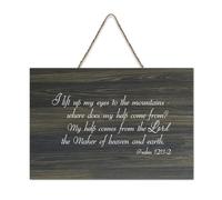 Psaum 121:1 2 I Lift My Eyes Up to The Hills Where Does My Help Come From The Lord Maker Heaven E Plaque murale à suspendre en bois rustique Décoration d'intérieur 15,2 x 25,4 cm