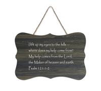 Psaum 121:1 2 I Lift Up My Eyes to The Hills Plaque murale à suspendre en bois rustique Art mural citations dictons Artisanat Affiche moderne Bureau Nouvelle Maison Cadeau 15,2 x 25,4 cm
