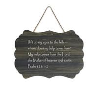 Psaum 121:1 2 Plaque en bois rustique à suspendre avec inscription « I Lift Up My Eyes to The Hills » - 15,2 x 25,4 cm - Décoration murale rustique à suspendre pour porte d'entrée, salon, cuisine